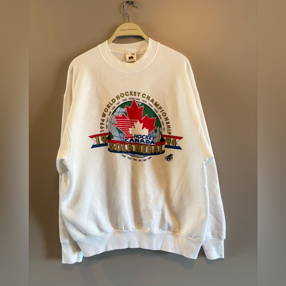 Rave White Crewneck Sweater with Circular Logo